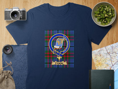 Physical Item S / Navy Cook Clan Scottish Tartan Crest Unisex T-Shirt