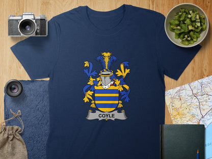 Physical Item S / Navy Coyle Surname Irish Heraldry Unisex T-Shirt