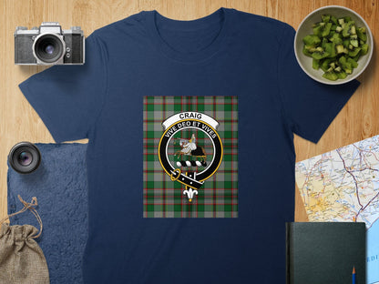 Physical Item S / Navy Craig Clan Scottish Tartan Crest Unisex T-Shirt