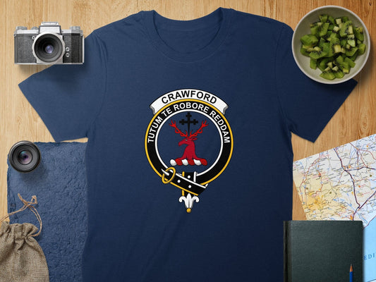 Physical Item S / Navy Crawford Clan Crest Tutum Te Robore Reddam T-Shirt