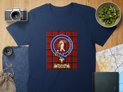 Physical Item S / Navy Dunbar Clan Scottish Tartan Crest Unisex T-Shirt