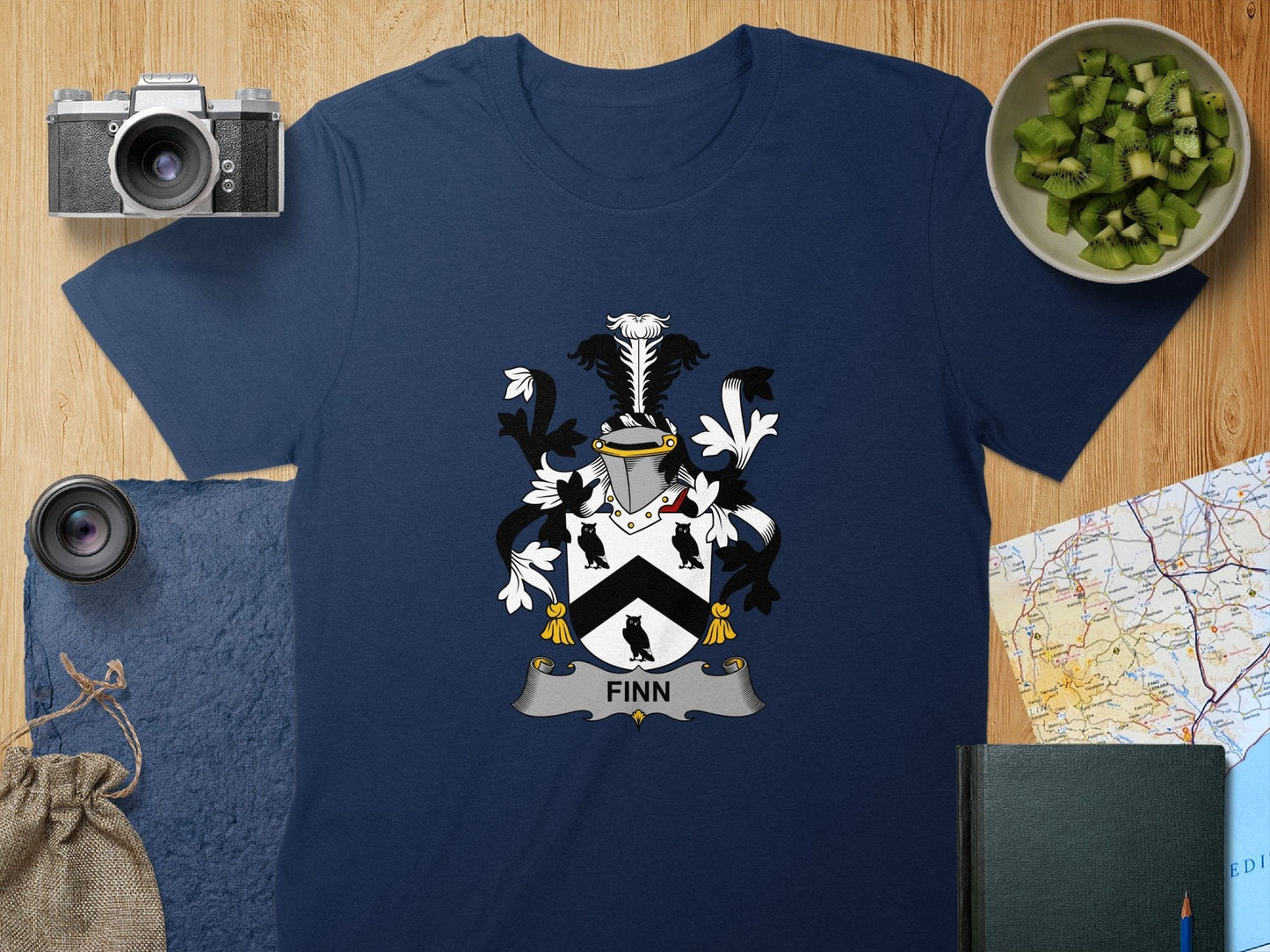 Physical Item S / Navy Finn Surname Irish Heraldry Unisex T-Shirt