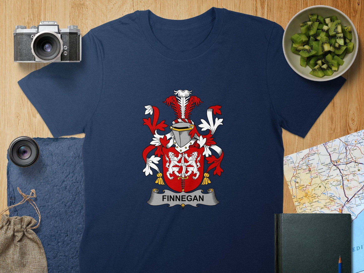 Physical Item S / Navy Finnegan Surname Irish Heraldry Unisex T-Shirt