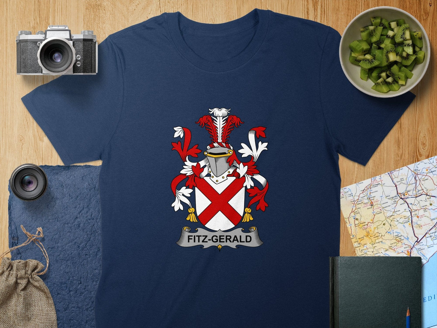 Physical Item S / Navy Fitz-Gerald Surname Irish Heraldry Unisex T-Shirt