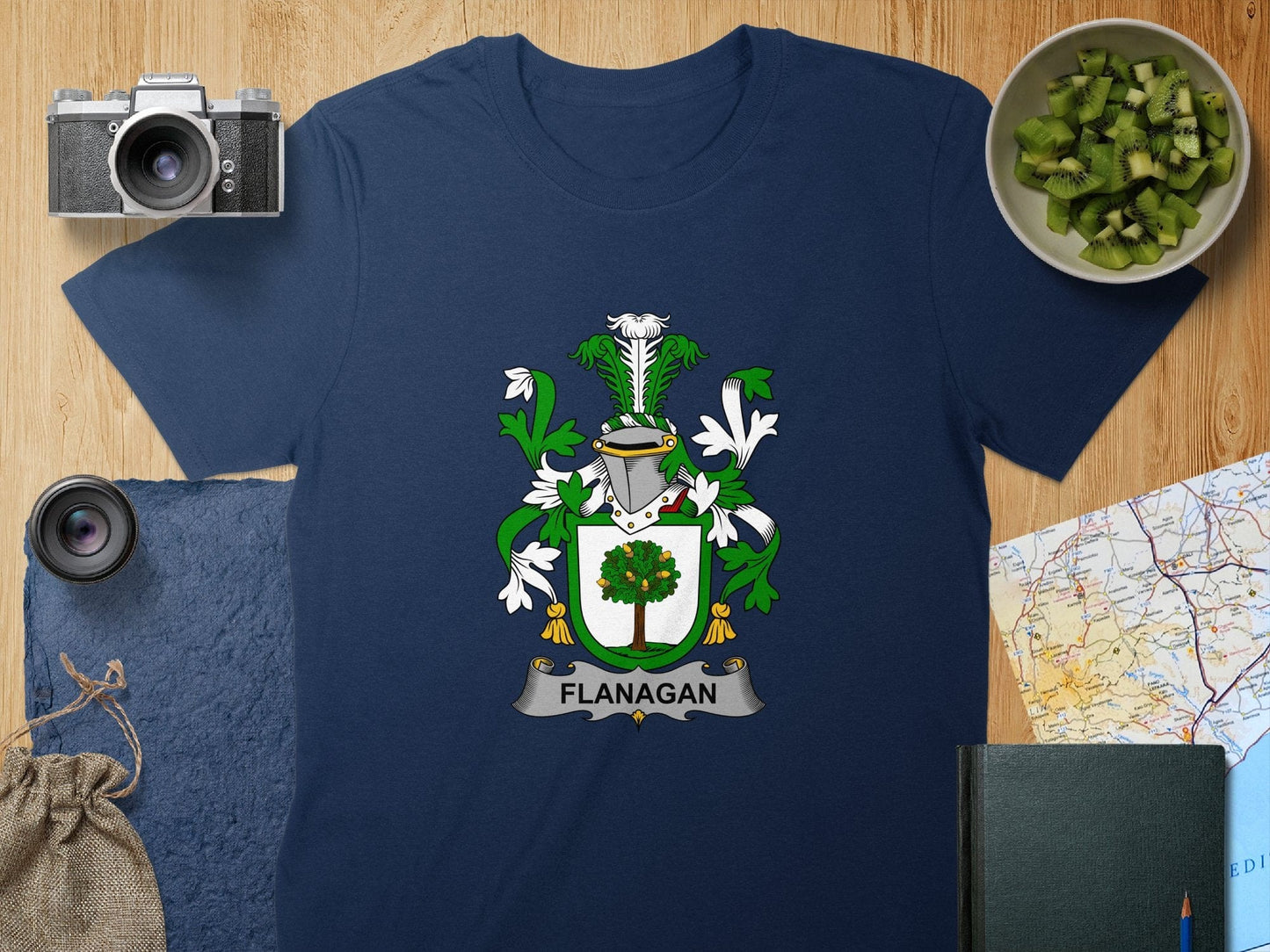 Physical Item S / Navy Flanagan Surname Irish Heraldry Unisex T-Shirt