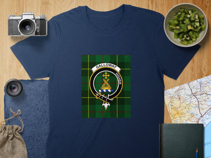 Physical Item S / Navy Galloway Clan Scottish Tartan Crest Unisex T-Shirt