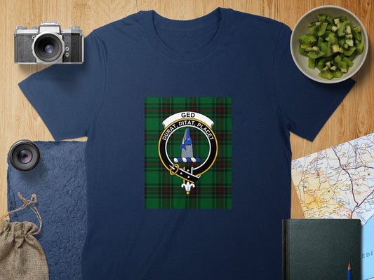 Physical Item S / Navy Ged Clan Durat Ditat Placet Scottish T-Shirt