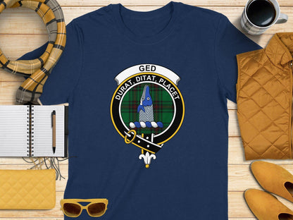 Physical Item S / Navy Ged Clan Scottish Tartan Crest T-Shirt