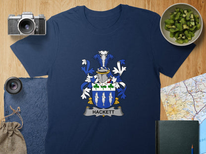 Physical Item S / Navy Hackett Surname Irish Heraldry Unisex T-Shirt