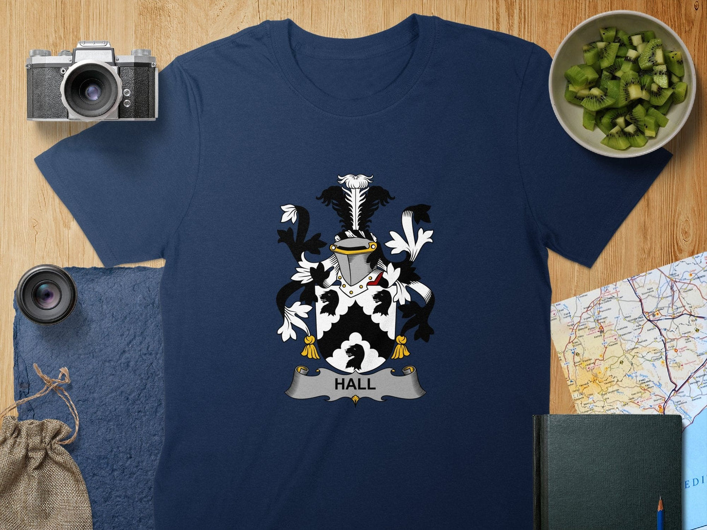 Physical Item S / Navy Hall Surname Irish Heraldry Unisex T-Shirt