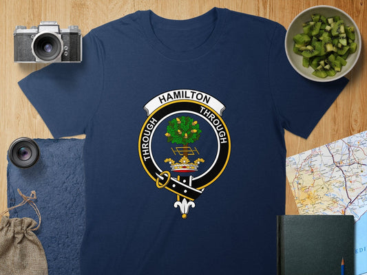 Physical Item S / Navy Hamilton Clan Crest Scottish Unisex t-shirt