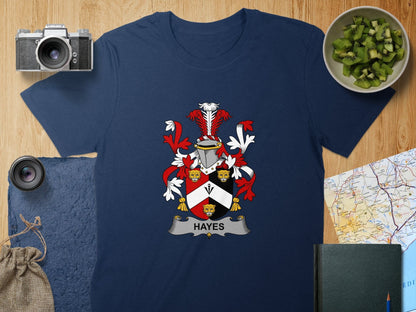 Physical Item S / Navy Hayes Surname Irish Heraldry Unisex T-Shirt