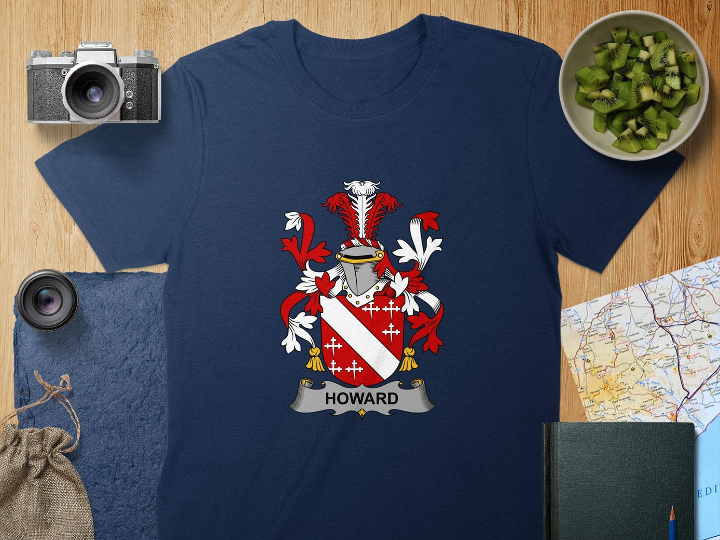 Physical Item S / Navy Howard Surname Irish Heraldry Unisex T-Shirt