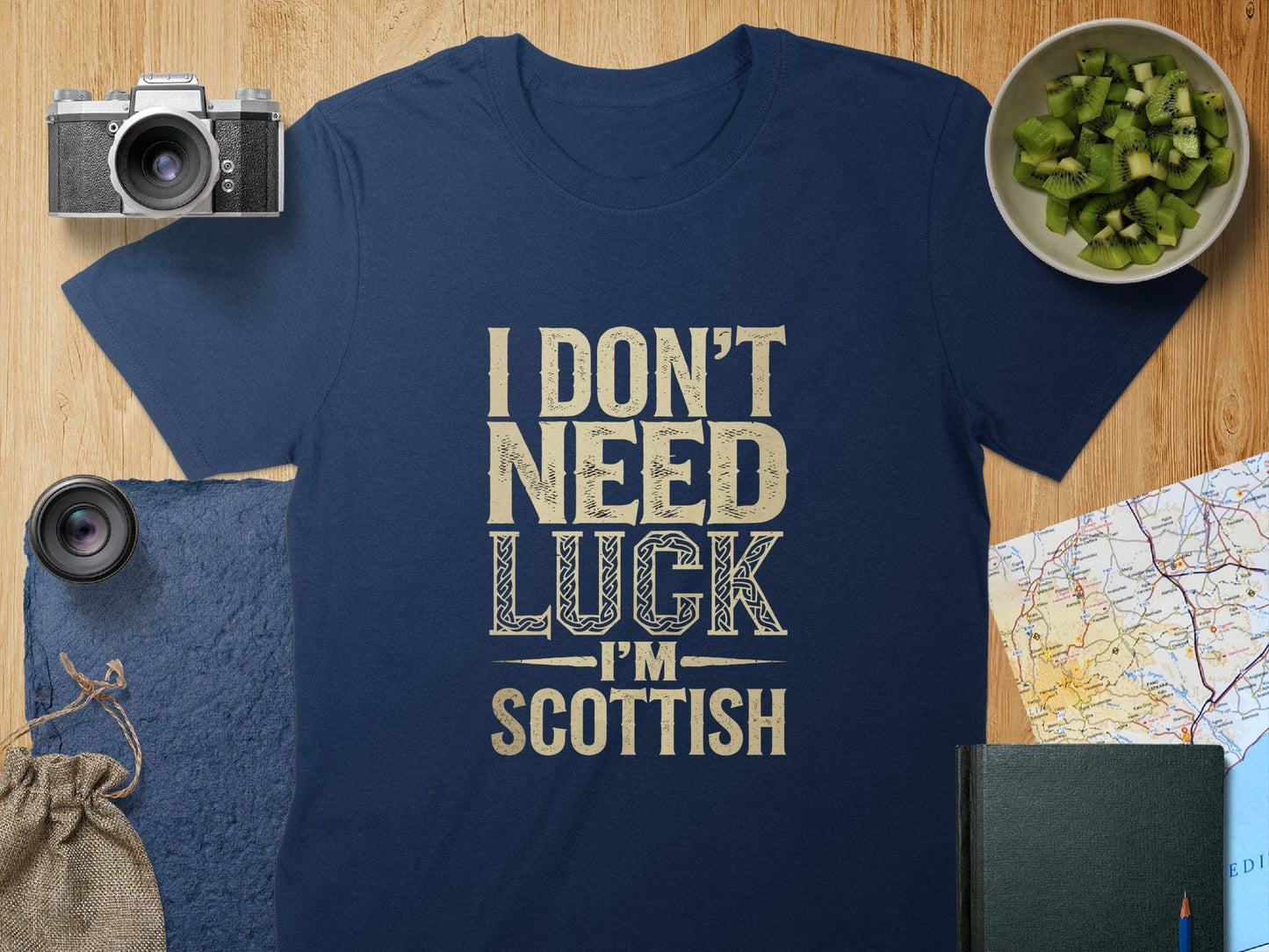 Physical Item S / Navy I Don't Need Luck I'm Scottish T-Shirt