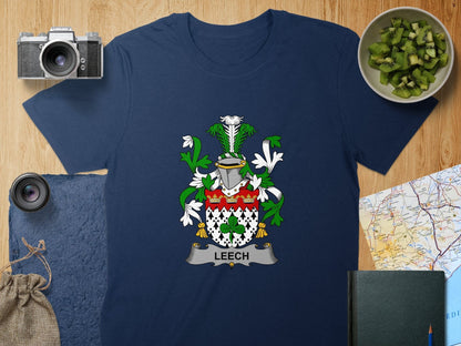 Physical Item S / Navy Leech Surname Irish Heraldry Unisex T-Shirt