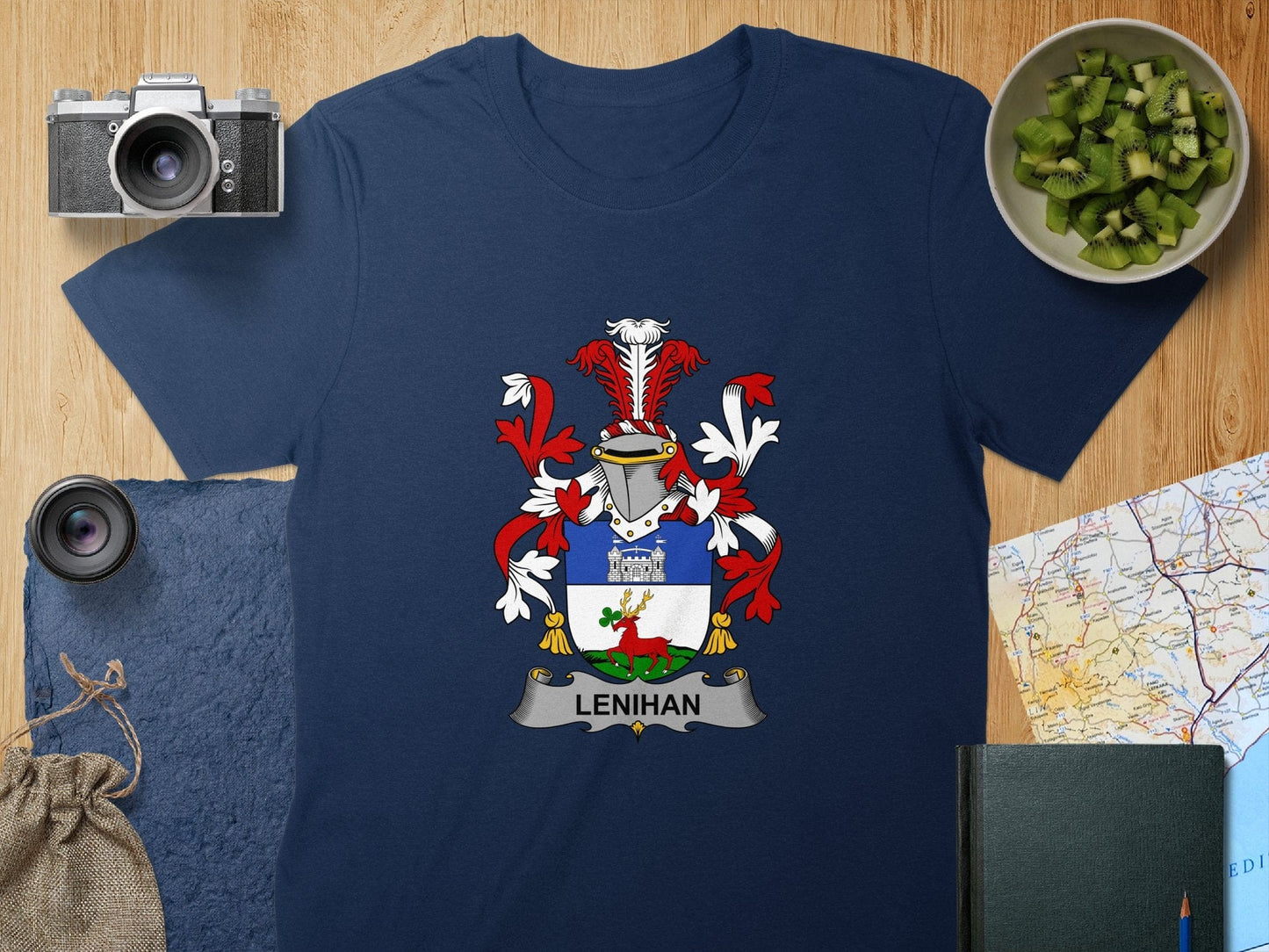 Physical Item S / Navy Lenihan Surname Irish Heraldry Unisex T-Shirt