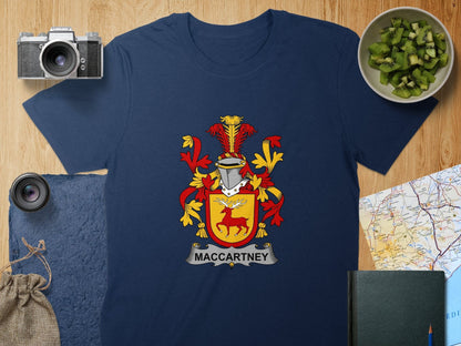 Physical Item S / Navy MacCartney Surname Irish Heraldry Unisex T-Shirt