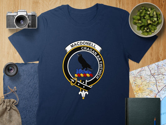 Physical Item S / Navy Macdonell Clan Crest Scottish Unisex T-shirt