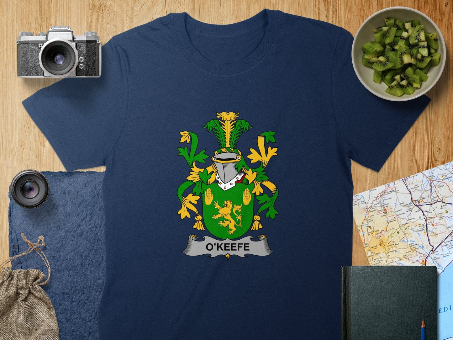 Physical Item S / Navy O'Keefe Surname Irish Heraldry Unisex T-Shirt