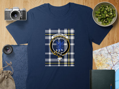 Physical Item S / Navy Ochterlony Clan Scottish Tartan Crest Unisex T-Shirt