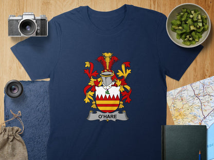 Physical Item S / Navy OHare Surname Irish Heraldry Unisex T-Shirt