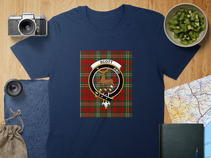 Physical Item S / Navy Scott Clan Scottish Tartan Crest Unisex T-Shirt