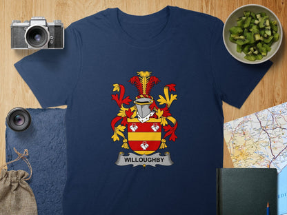 Physical Item S / Navy Willoughby Surname Irish Heraldry Unisex T-Shirt