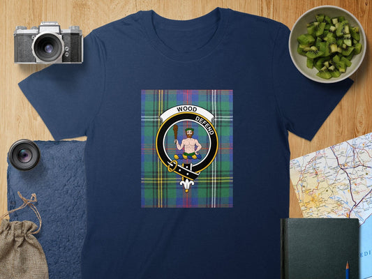 Physical Item S / Navy Wood Clan Scottish Tartan Crest Unisex T-Shirt