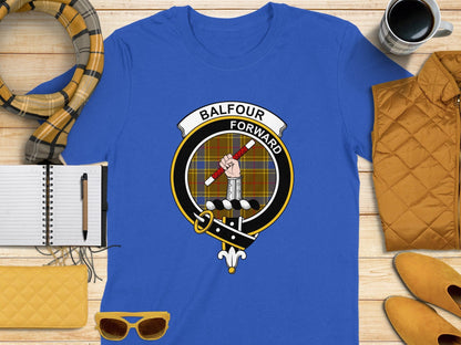 Physical Item S / Royal Balfour Clan Scottish Tartan Crest T-Shirt