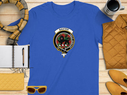 Physical Item S / Royal Baxter Clan Scottish Tartan Crest T-Shirt