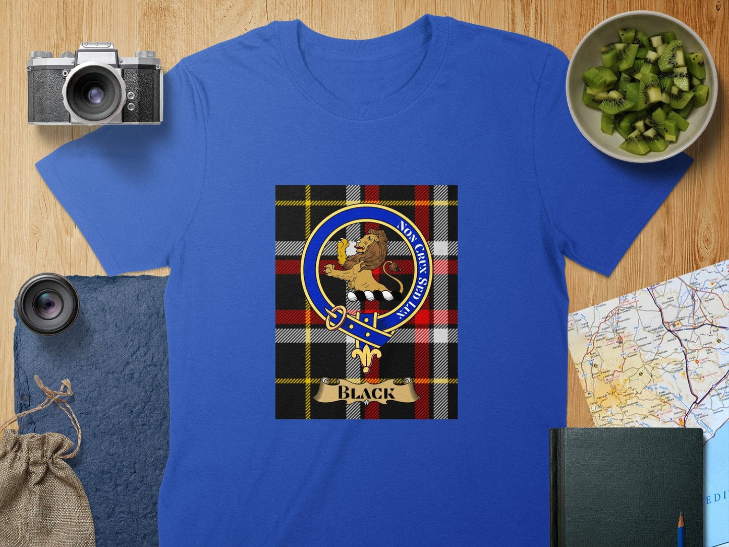 Physical Item S / Royal Black Clan Scottish Tartan Crest Unisex T-Shirt