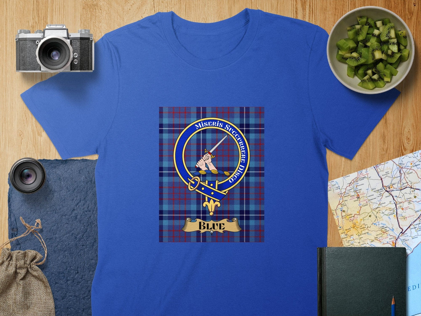 Physical Item S / Royal Blue Clan Scottish Tartan Crest Unisex T-Shirt