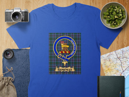 Physical Item S / Royal Bowman Clan Scottish Tartan Crest Unisex T-Shirt