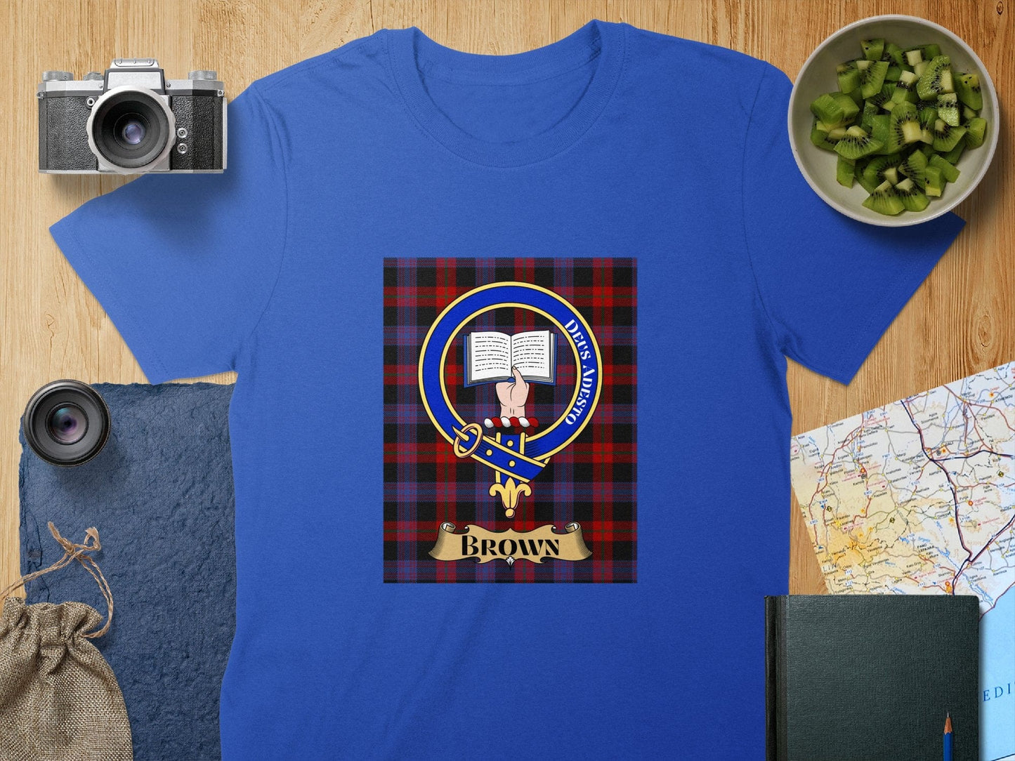 Physical Item S / Royal Brown Clan Scottish Tartan Crest Unisex T-Shirt