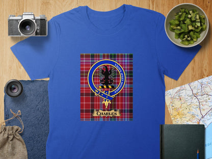 Physical Item S / Royal Charles Clan Scottish Tartan Crest Unisex T-Shirt