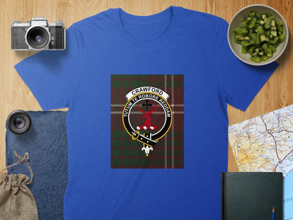 Physical Item S / Royal Crawford Clan Scottish Tartan Crest Unisex T-Shirt