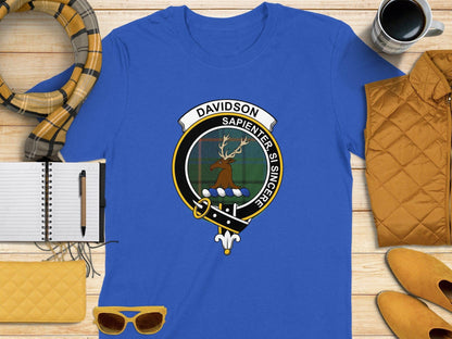 Davidson Clan Scottish Tartan Crest T-Shirt - Celtic Ancestry Gifts