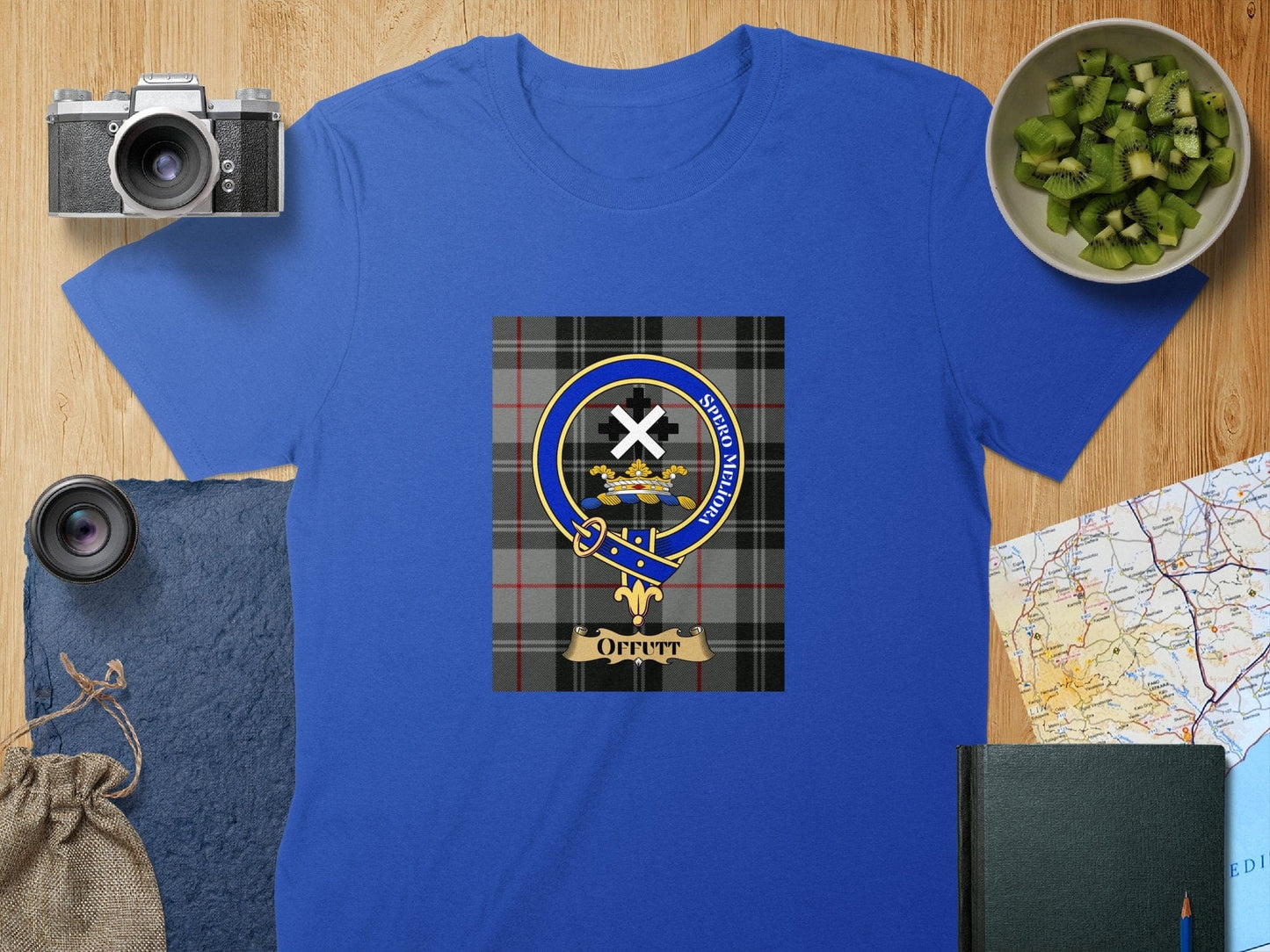 Physical Item S / Royal Offutt Clan Scottish Tartan Crest Unisex T-Shirt