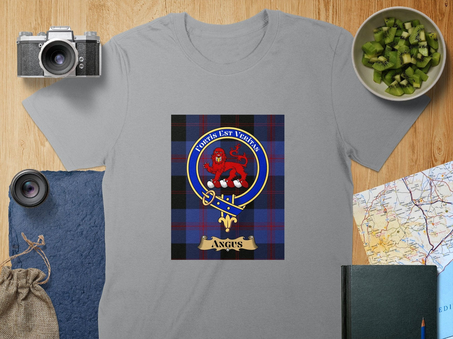 Physical Item S / Sport Grey Angus Clan Scottish Tartan Crest Unisex T-Shirt