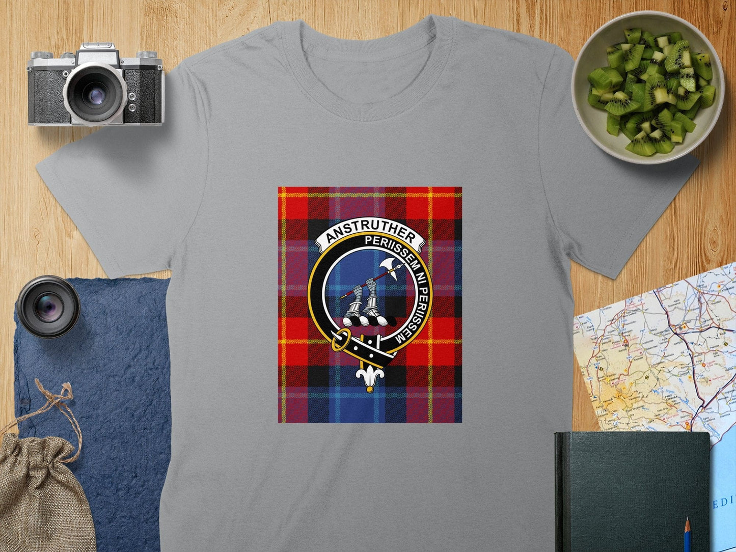 Physical Item S / Sport Grey Anstruther Clan Scottish Tartan Crest Unisex T-Shirt