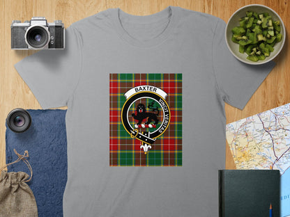 Physical Item S / Sport Grey Baxter Clan Scottish Tartan Crest Unisex T-Shirt