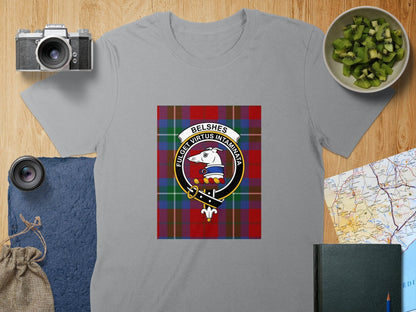 Physical Item S / Sport Grey Belshes Clan Scottish Tartan Crest Unisex T-Shirt