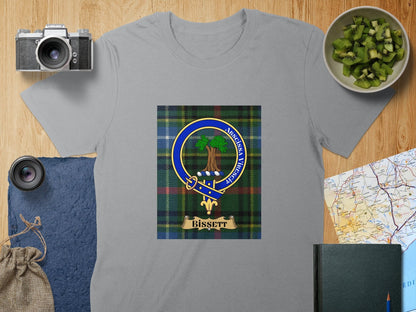 Physical Item S / Sport Grey Bissett Clan Scottish Tartan Crest Unisex T-Shirt