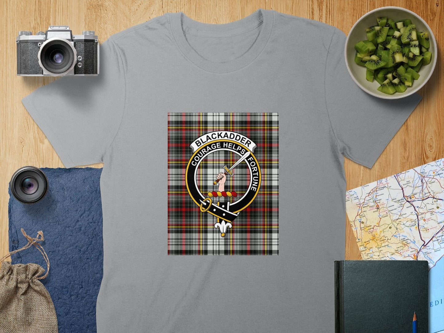 Physical Item S / Sport Grey Blackadder Clan Scottish Tartan Crest Unisex T-Shirt