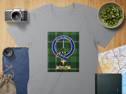 Physical Item S / Sport Grey Blaine Clan Scottish Tartan Crest Unisex T-Shirt