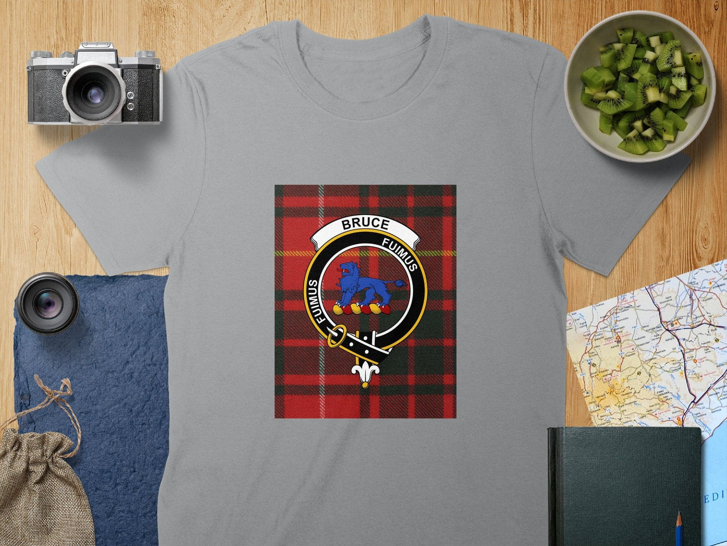 Physical Item S / Sport Grey Bruce Clan Scottish Tartan Crest Unisex T-Shirt