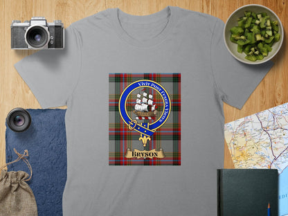 Physical Item S / Sport Grey Bryson Clan Scottish Tartan Crest Unisex T-Shirt