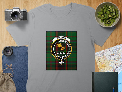 Physical Item S / Sport Grey Buchan Clan Scottish Tartan Crest Unisex T-Shirt