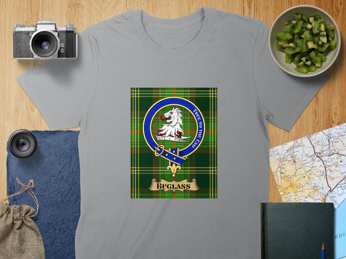 Physical Item S / Sport Grey Buglass Clan Scottish Tartan Crest Unisex T-Shirt