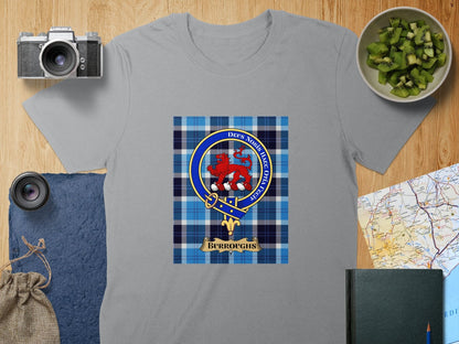 Physical Item S / Sport Grey Burroughs Clan Scottish Tartan Crest Unisex T-Shirt